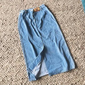 VTG Western Street Midi Long Denim Skirt